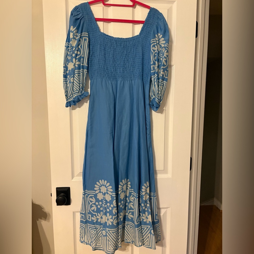 Olivia James beautiful blue floral midi dress